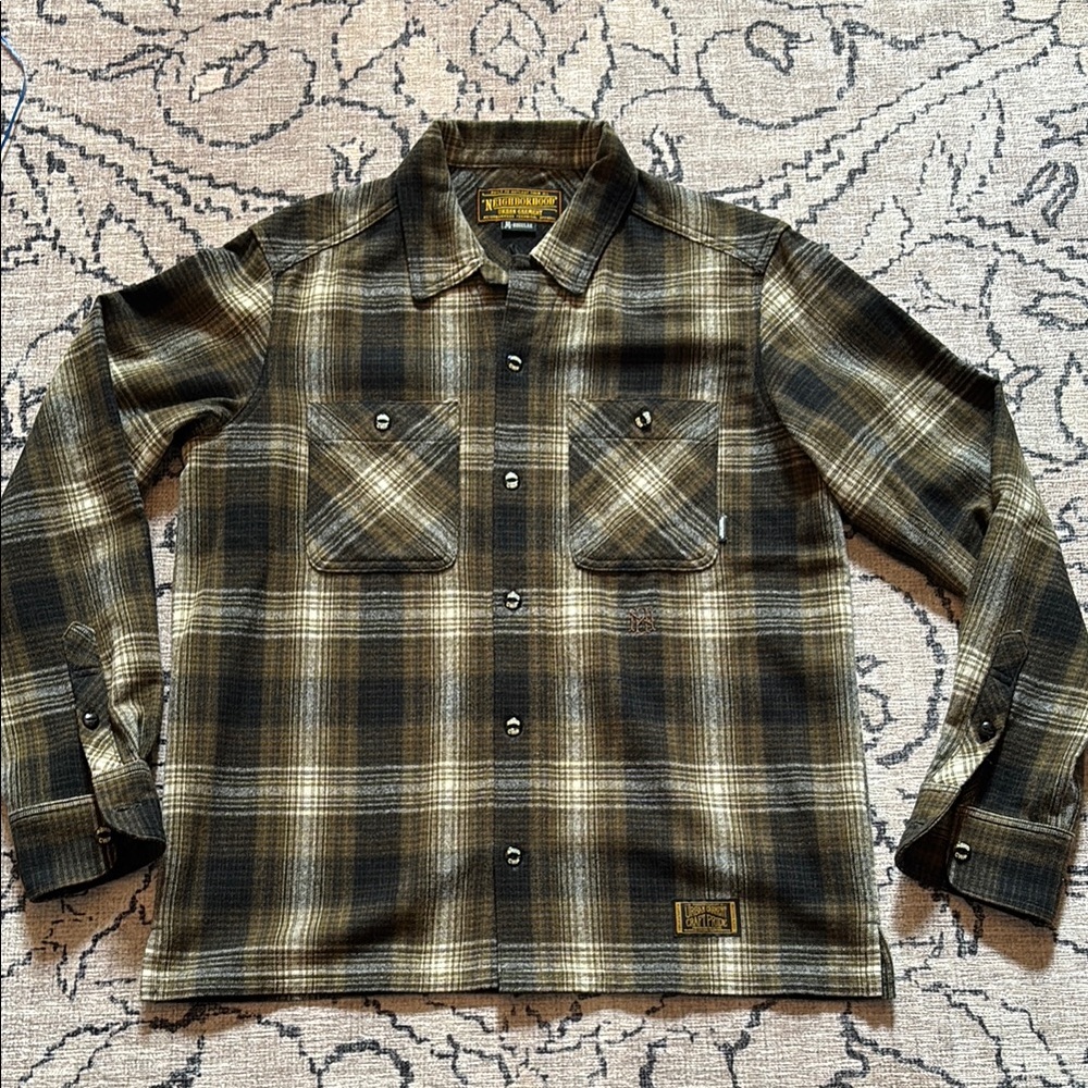 Neighborhood Plaid Button Down Shirt - Black and Brown